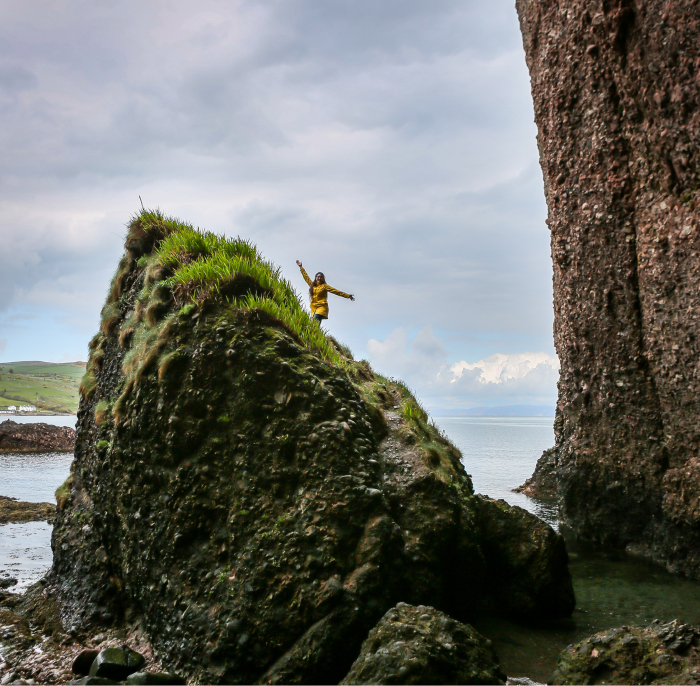 Caity on a rock
